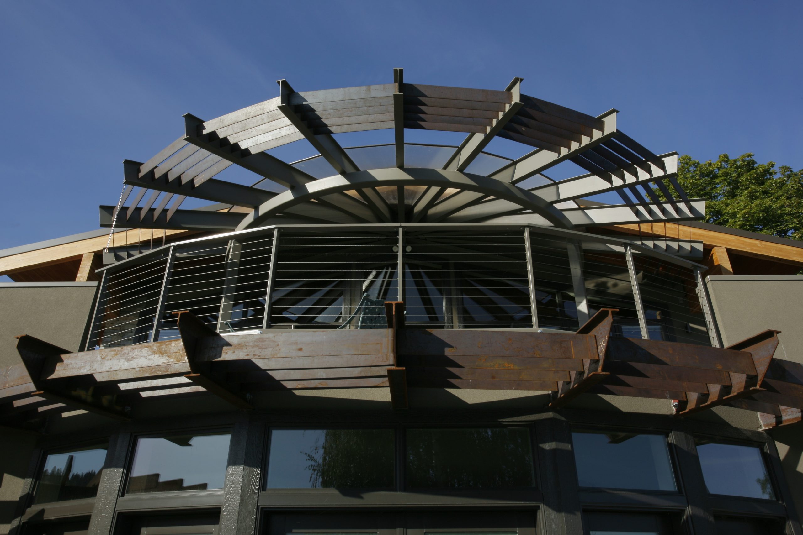 Photo zoomed in on the nautical inspired patio cover of Liberty Lake home.